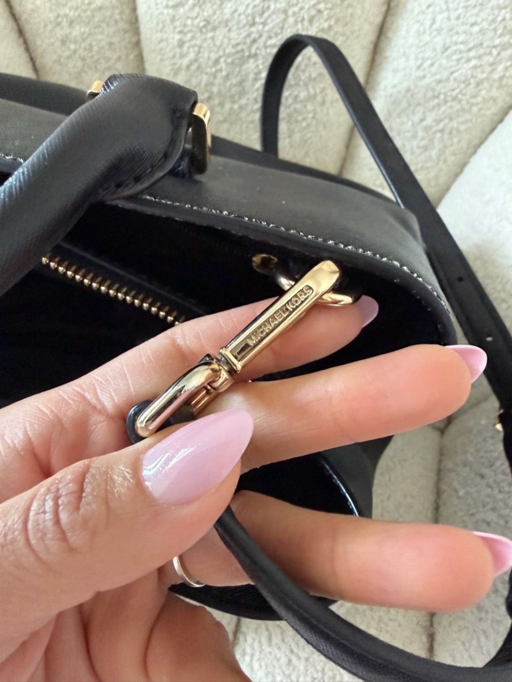 Michael Kors Black Saffiano Satchel with Gold Hardware - Picture 8 of 12